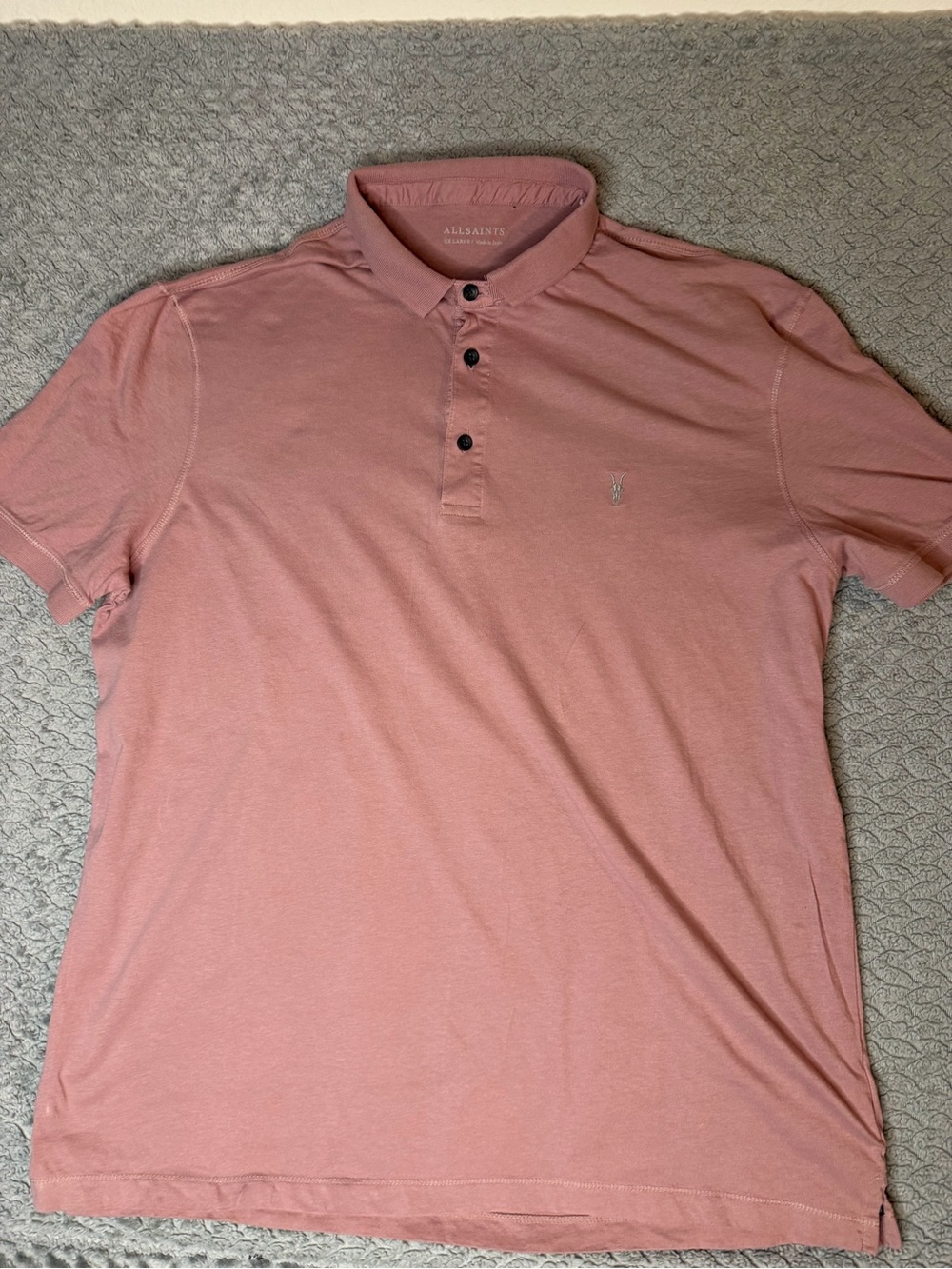 All Saints Men's Rose-Pink Polo Shirt